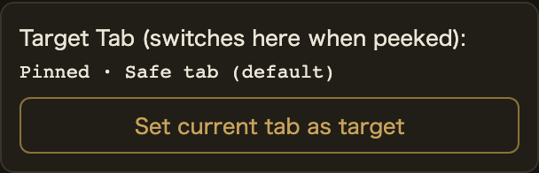 Gaze Guard target tab section, set current tab as target